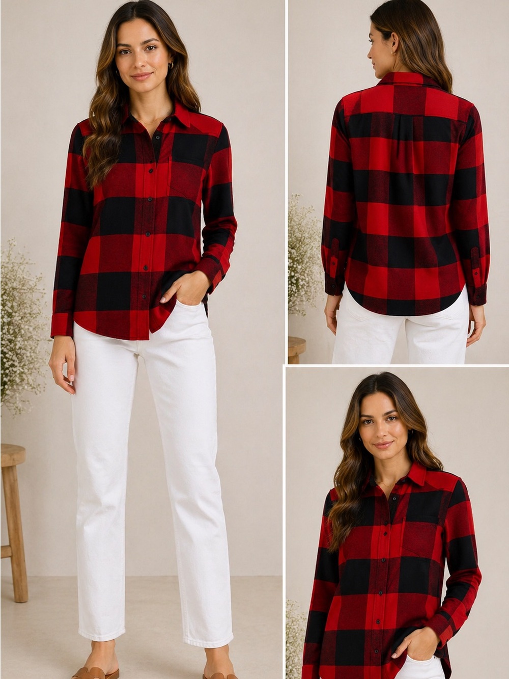 Athleta Heat Gen Flannel 2.0 Canyon Red & Black Plaid Long Sleeve Shirt Size XS
